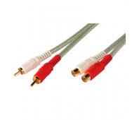 Cable de Audio (ALTA CALIDAD) 2 x RCA Macho - 2 x RCA Hembra de 2 Mts. 