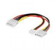 Cable duplicador Molex 1 Macho - 1 Hembra Molex + 1 Hembra Floppy 4 Pines de 20 Cms.