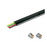 Cable plano telefonico de 4 hilos color negro 100 Mts.